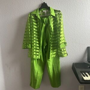 Vibrant Green Striped Two-Piece Set